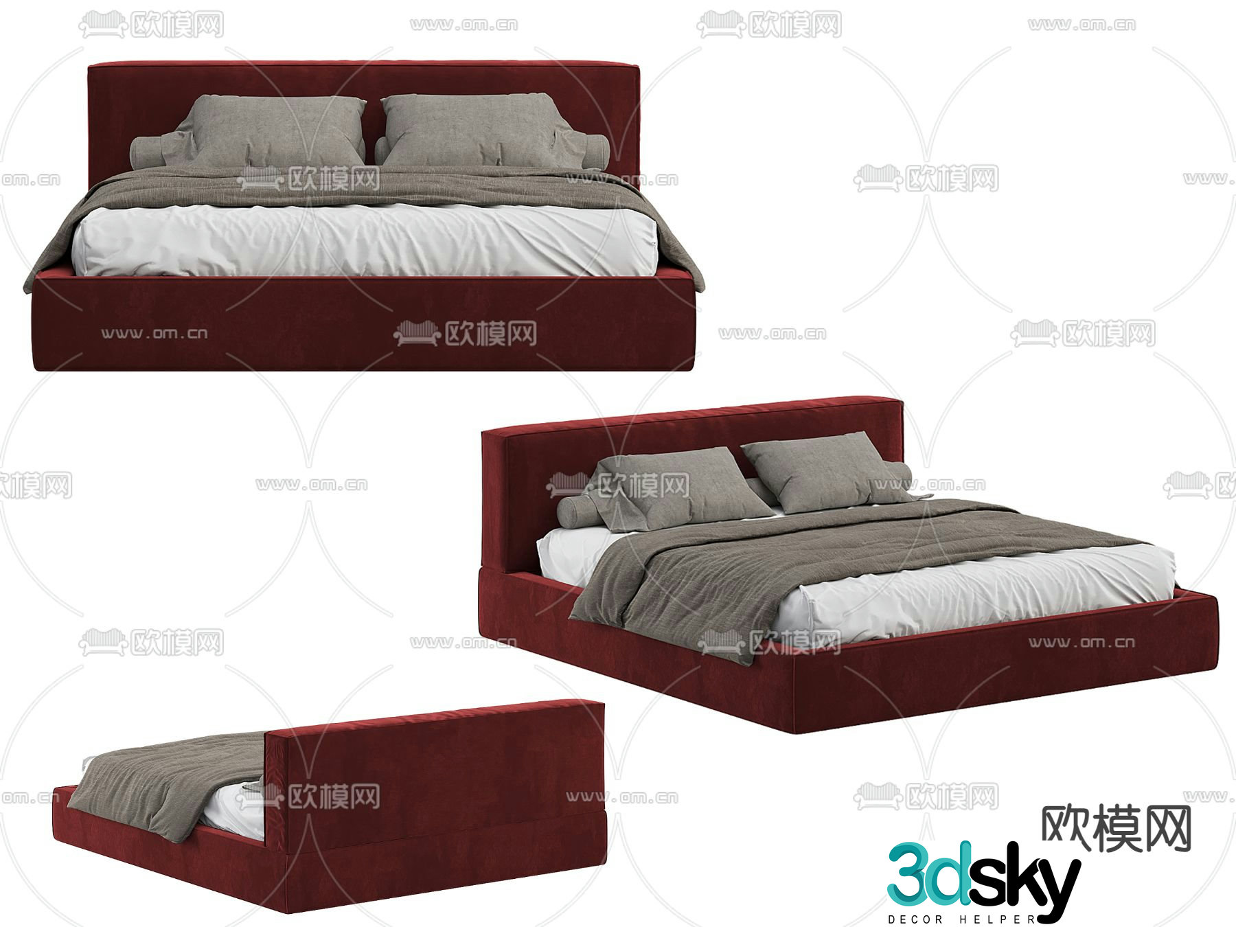 Modern double bed 3d model