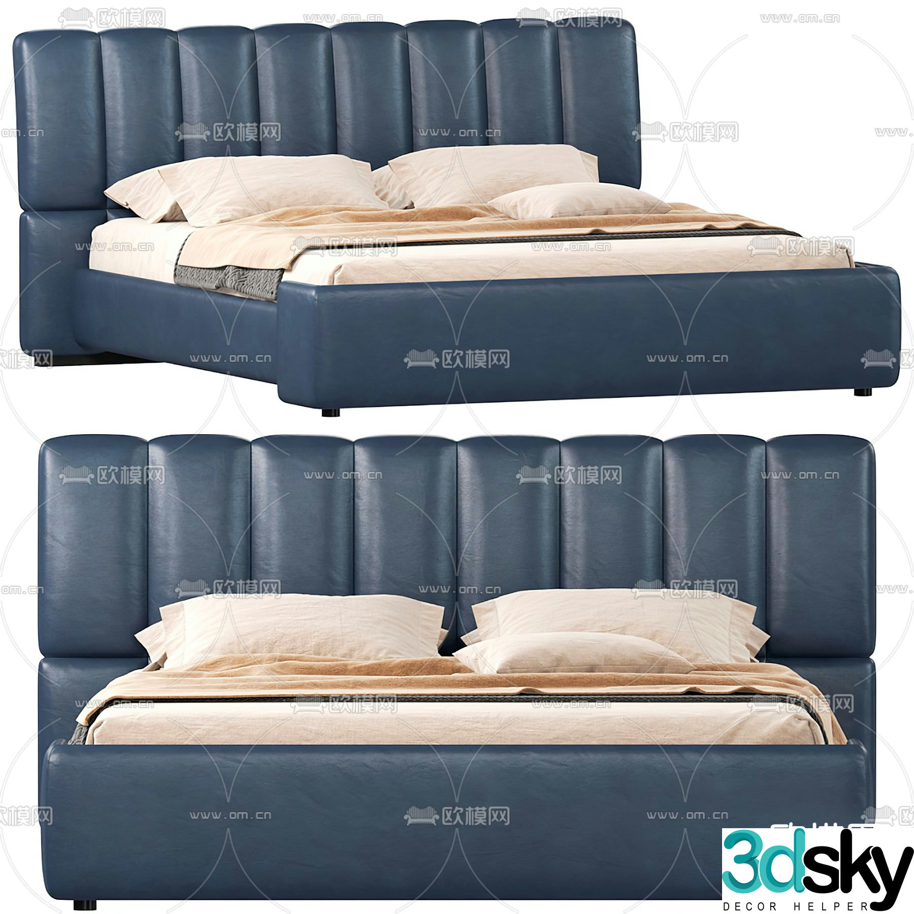 Modern double bed 3d model