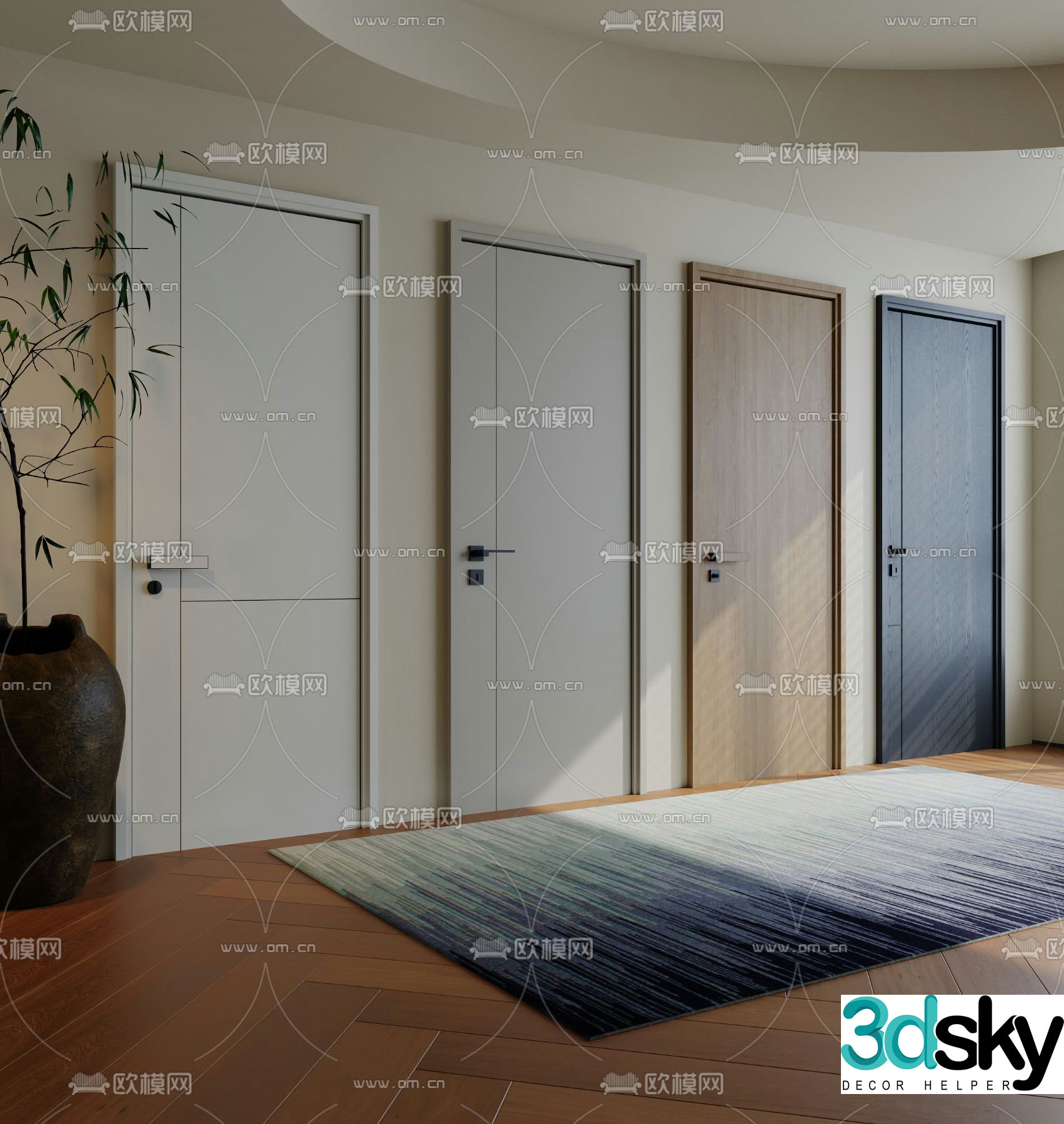 Single-open door Swing door 3D model