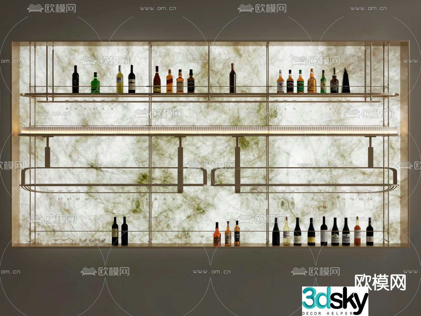 Modern wine cabinet Open wine cabinet 3D model