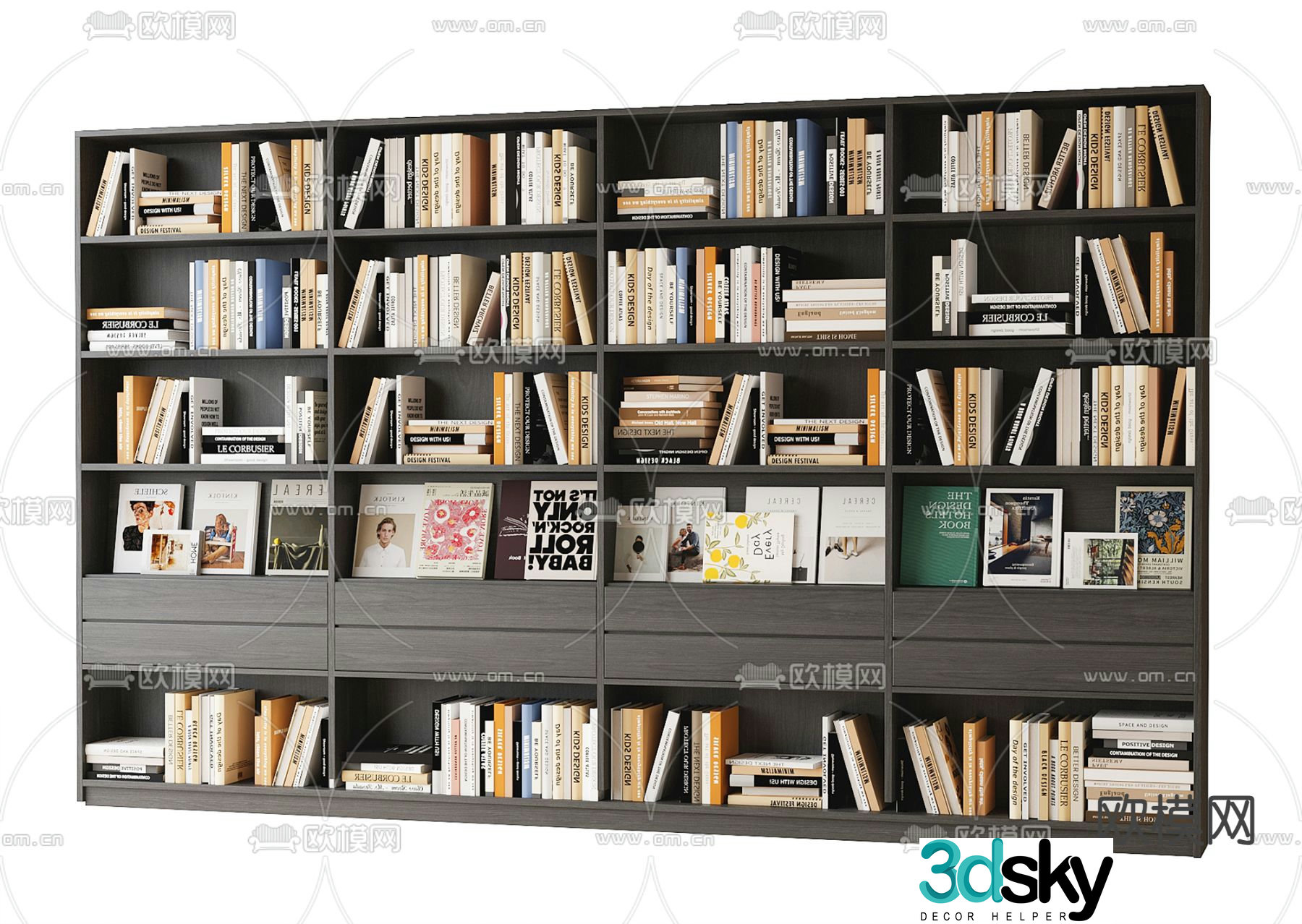 Modern bookcase display cabinet 3d model