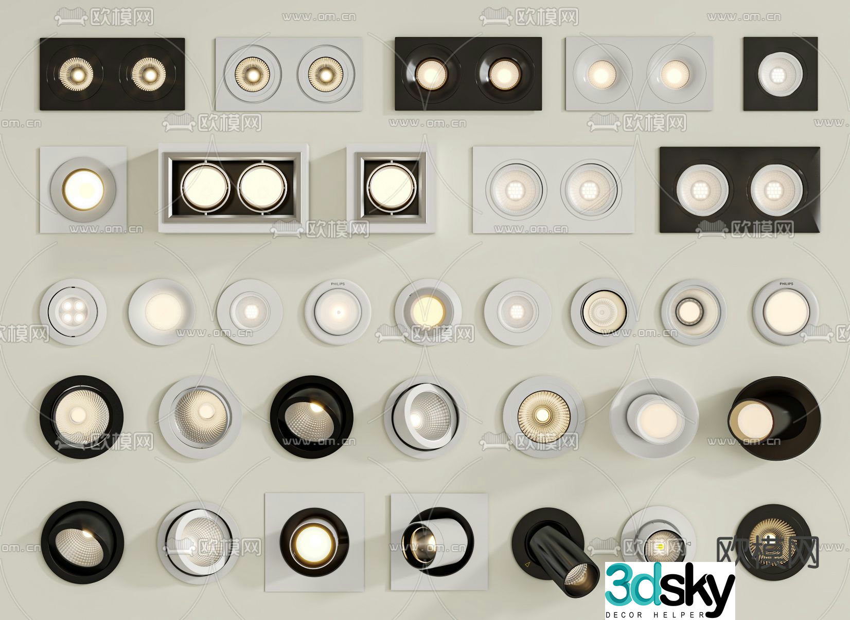Surface-mounted downlight recessed spotlight magnetic lamp 3D model