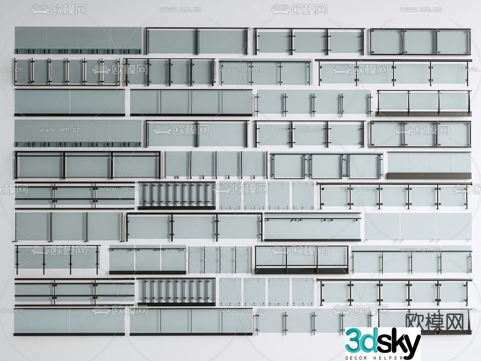 glass railing glass handrail glass guardrail 3d model