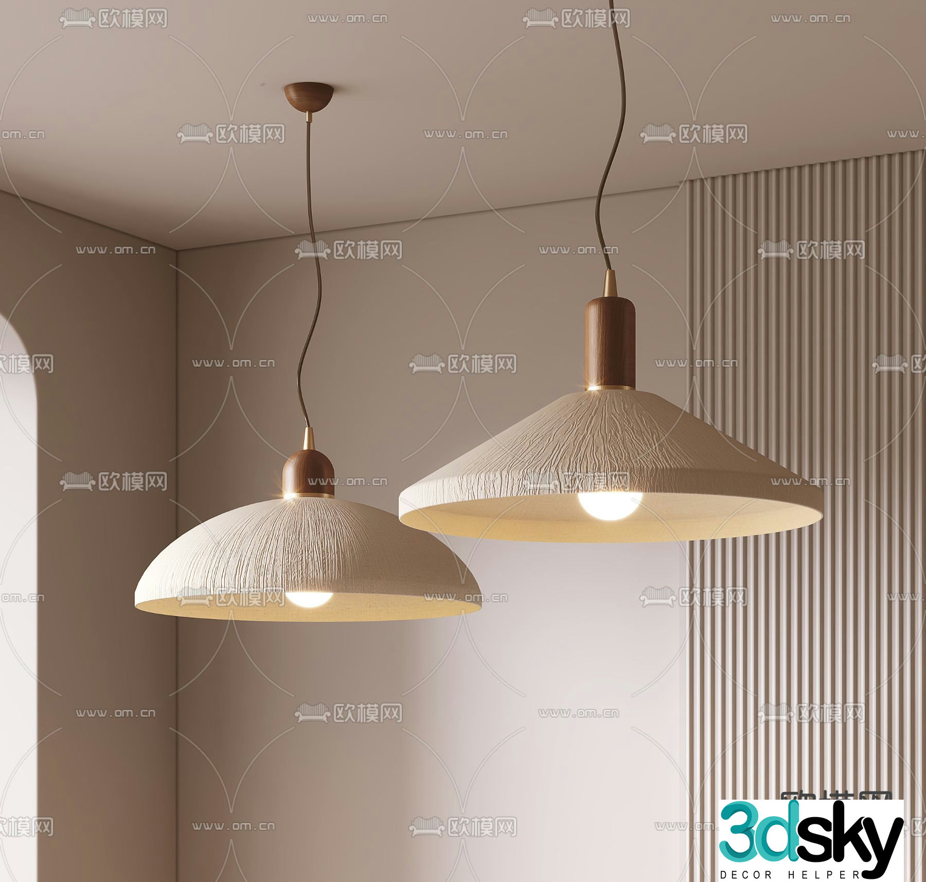 Creamy Chandelier Lamp Shade Chandelier 3D Model