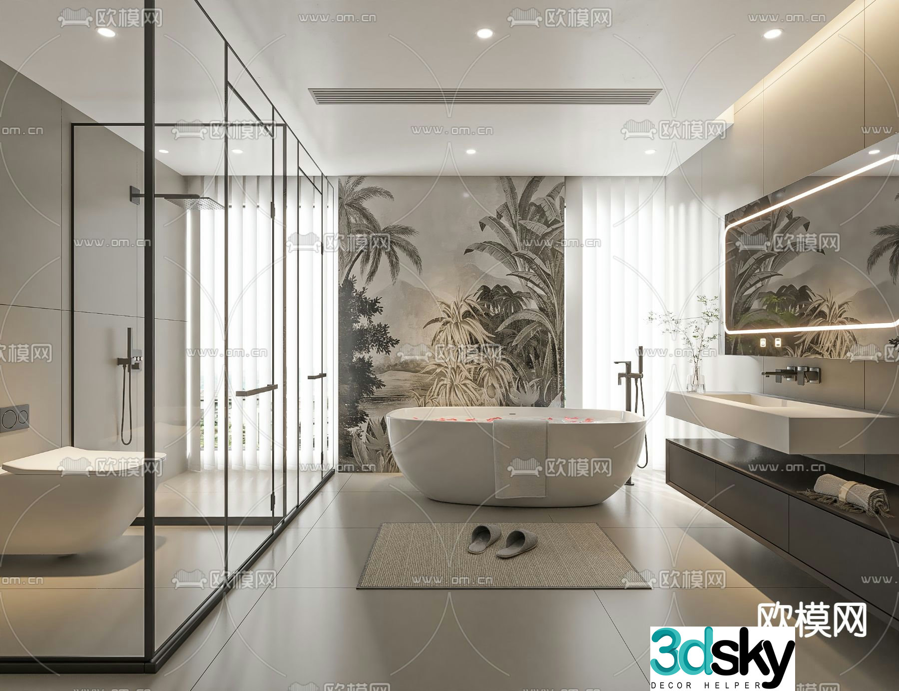 Modern bathroom toilet toilet 3d model