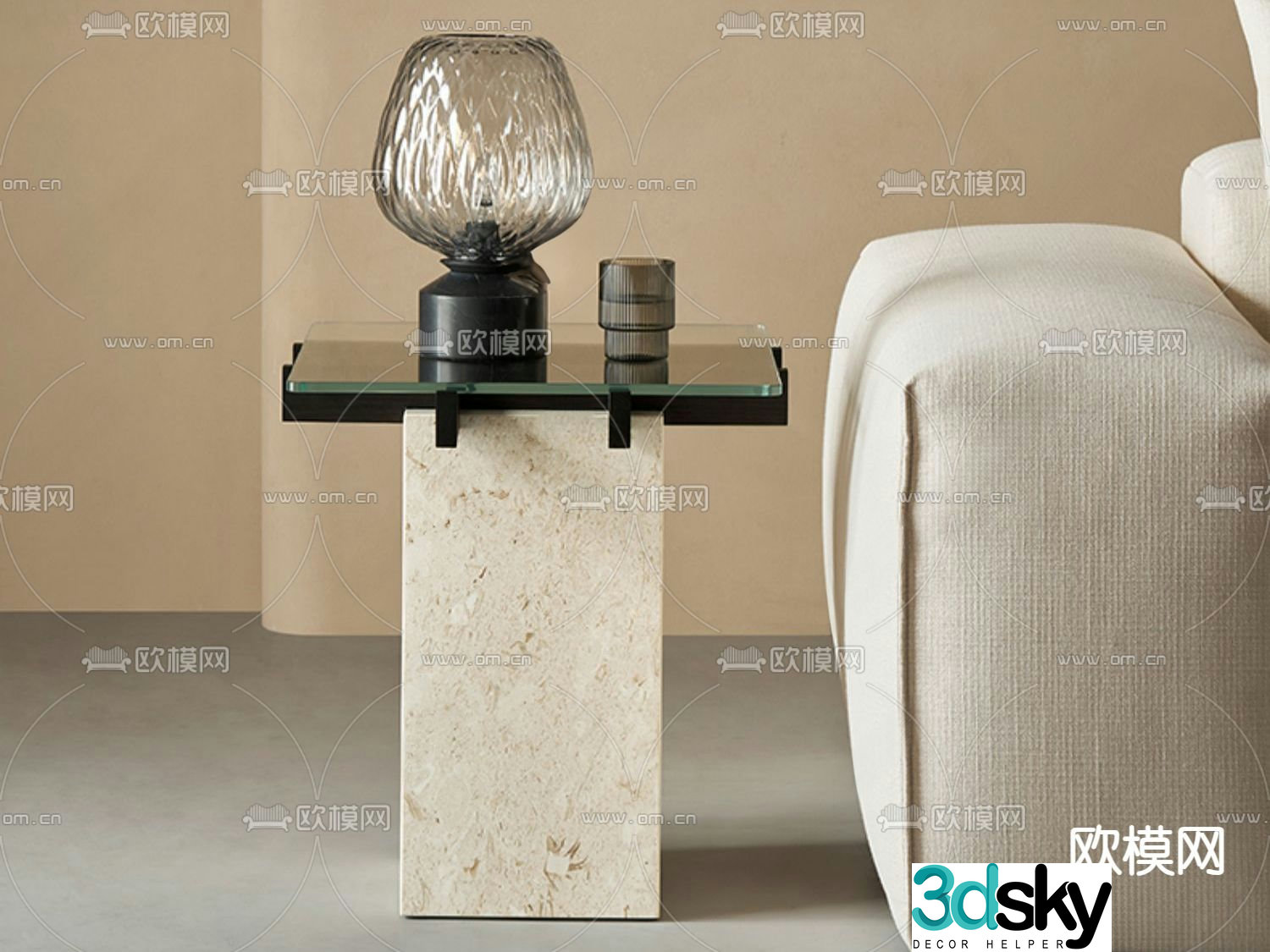 Modern marble side table 3d model