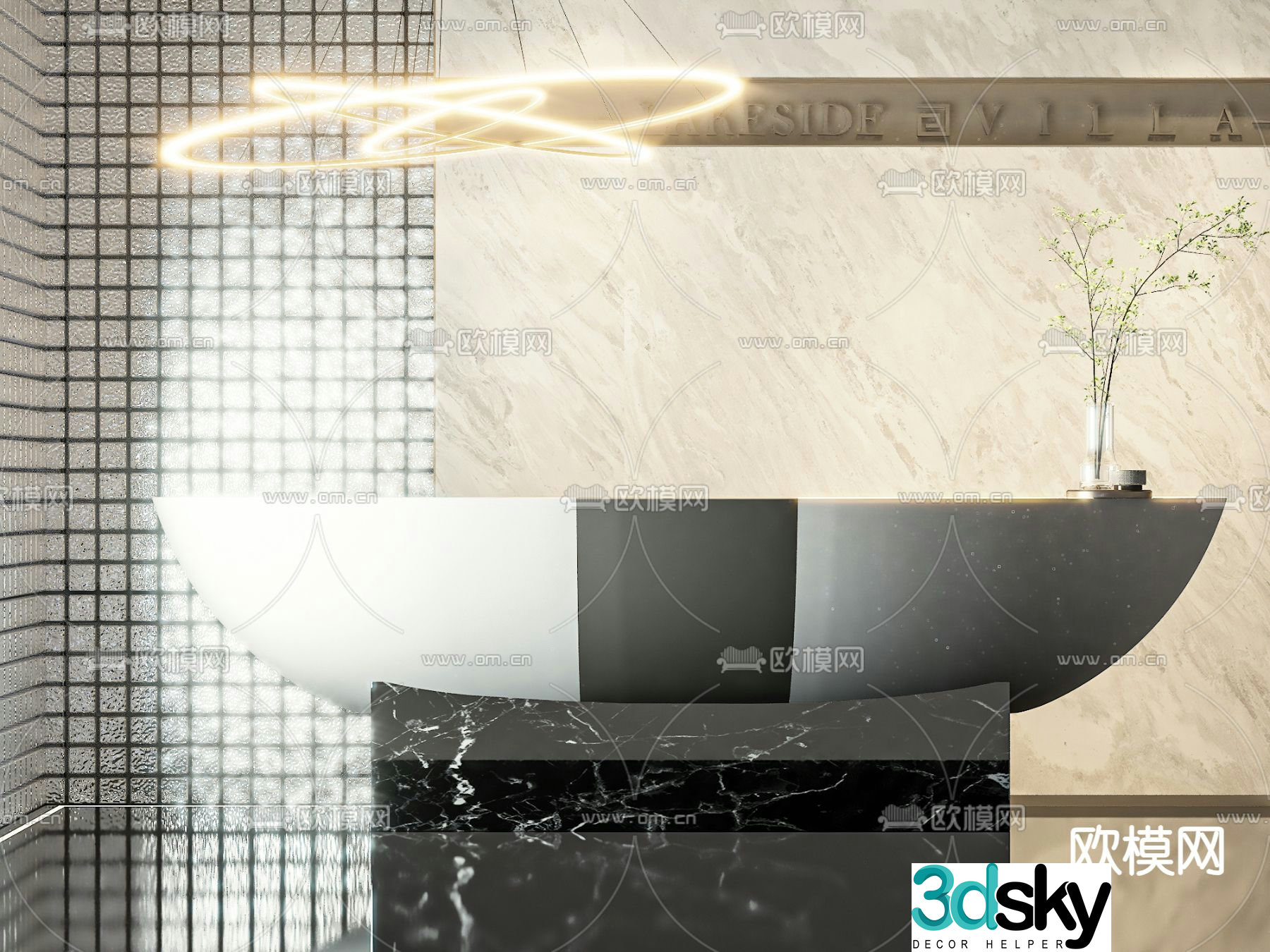 Modern front desk reception desk service desk 3d model