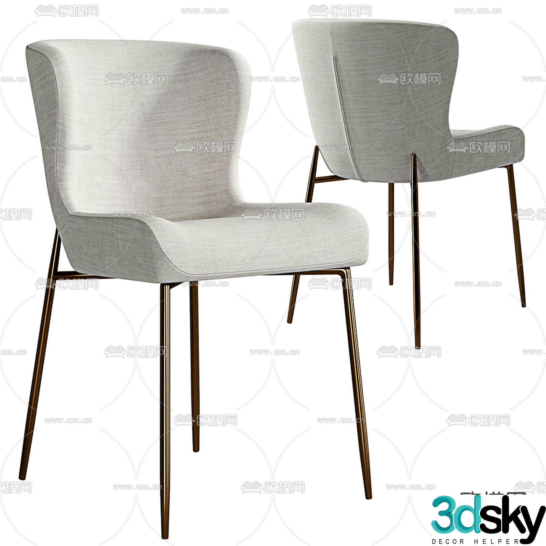 Arhaus Kirsten chair dining chair 3d model