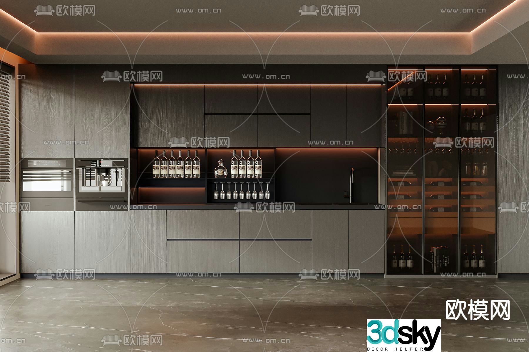 Modern wine cabinet 3d model