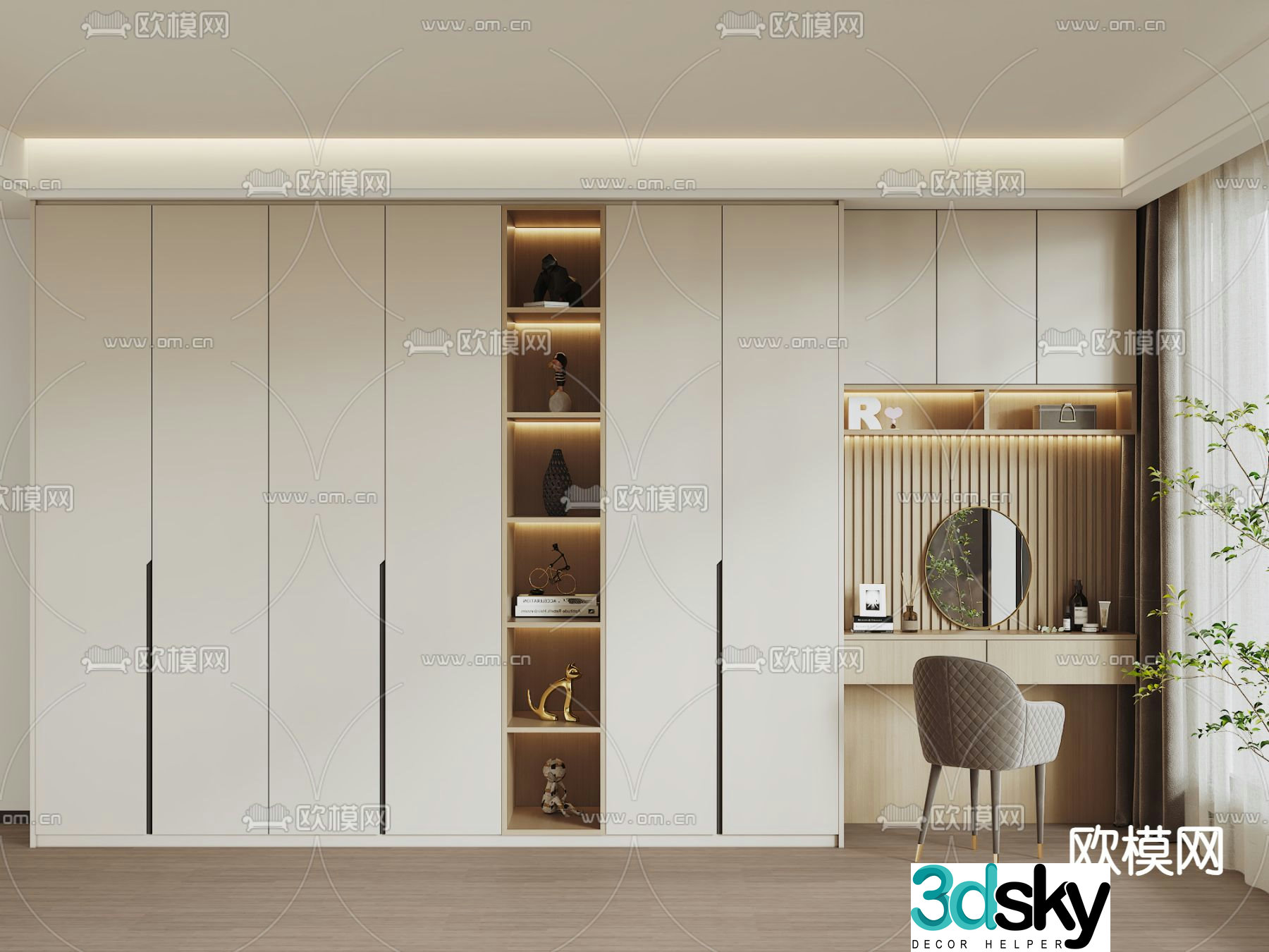 Integrated wardrobe dresser 3d model