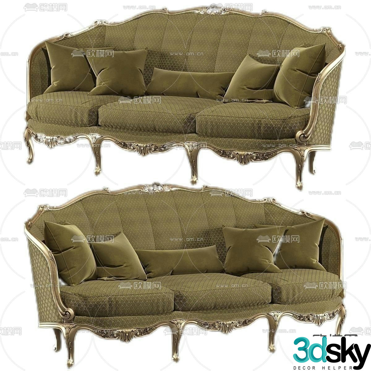 European classical fabric sofa 3d model