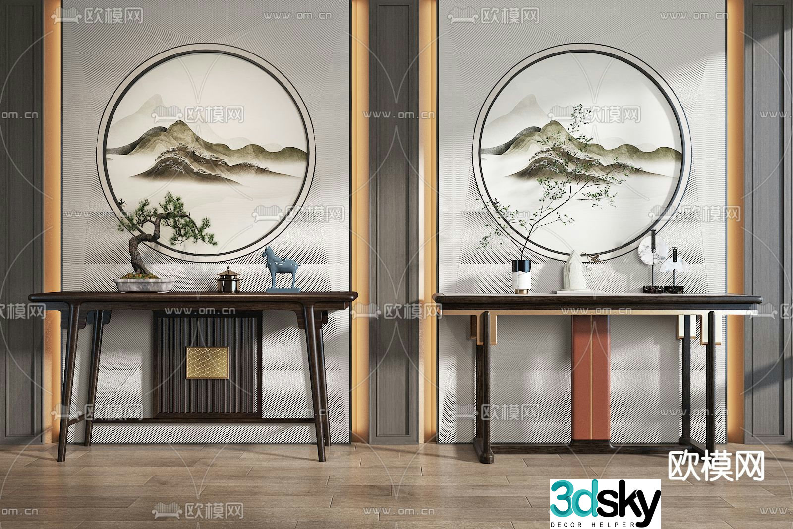New Chinese style billboard Duanjingdai 3D model