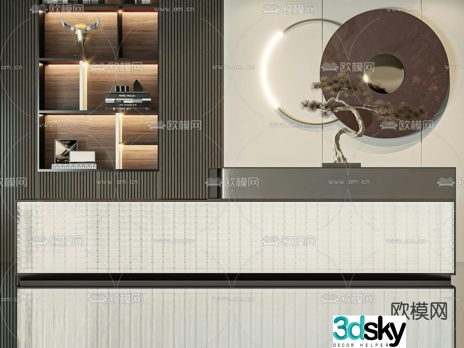 Modern front desk reception desk service desk 3d model