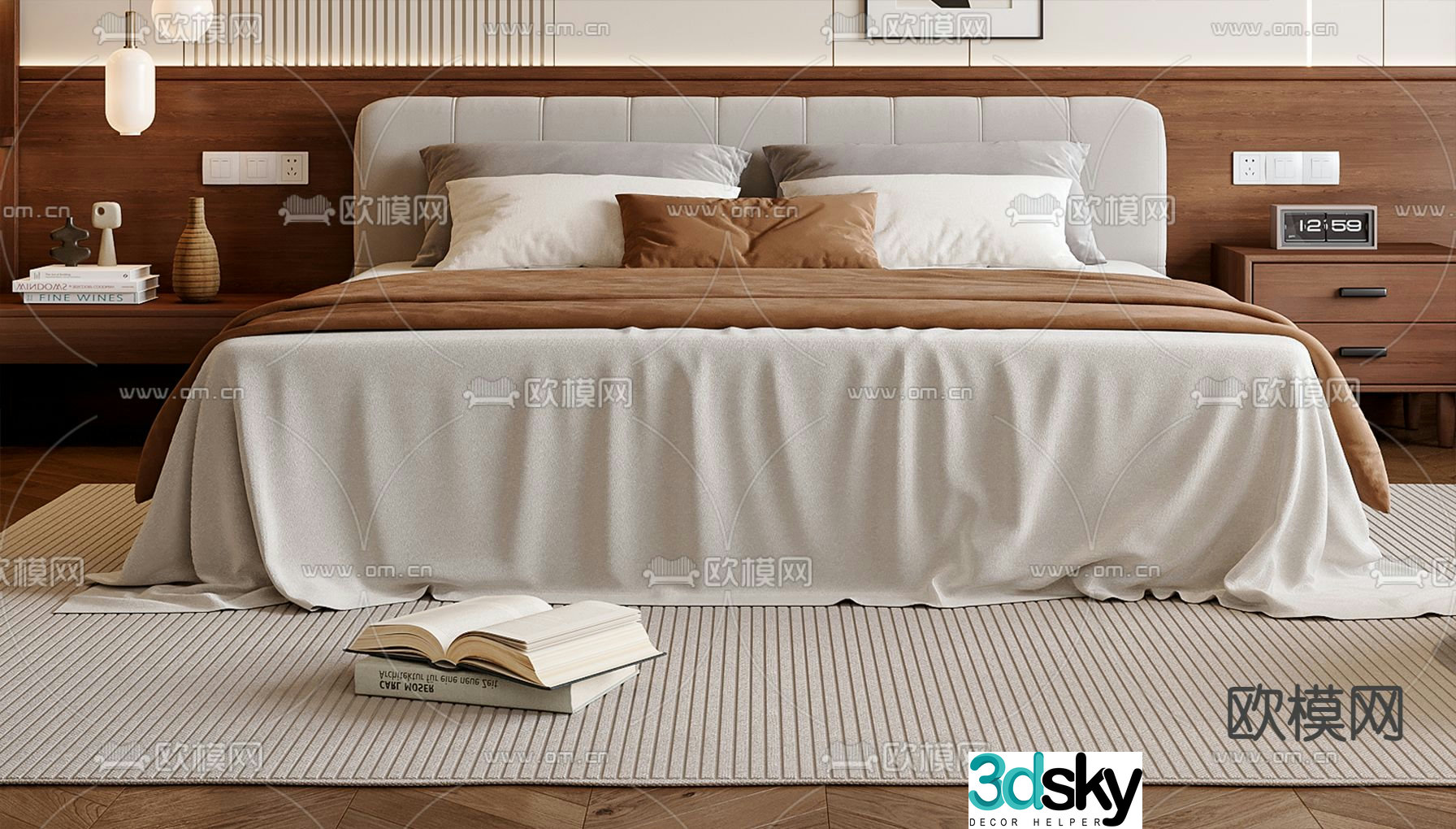 Medieval style double bed 3d model