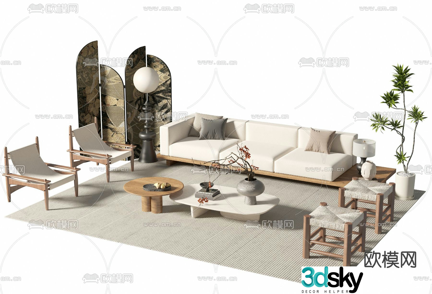 Medieval style modular sofa 3D model