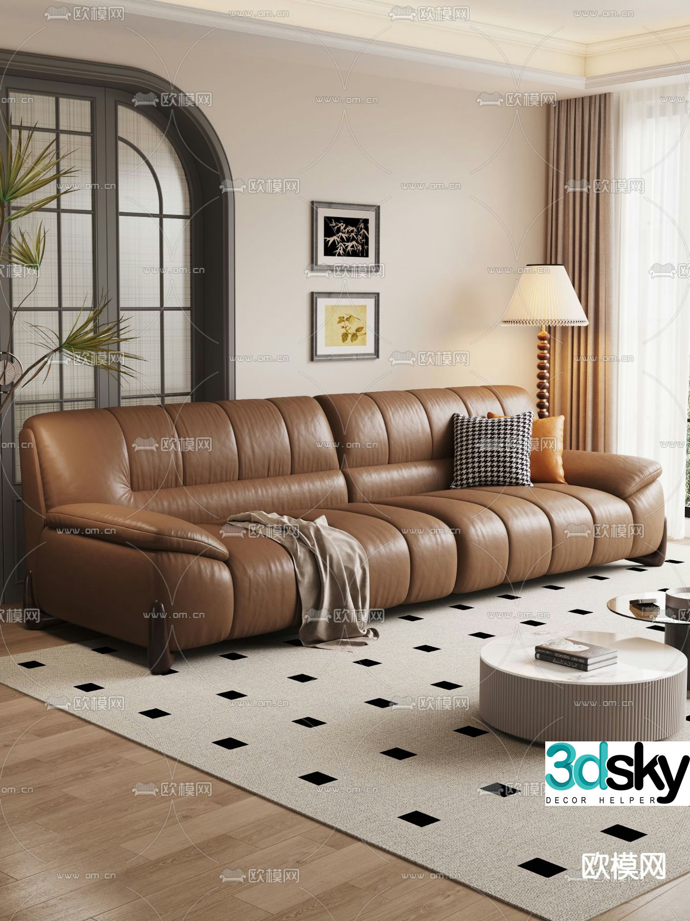 Medieval style sofa multi-person sofa 3d model