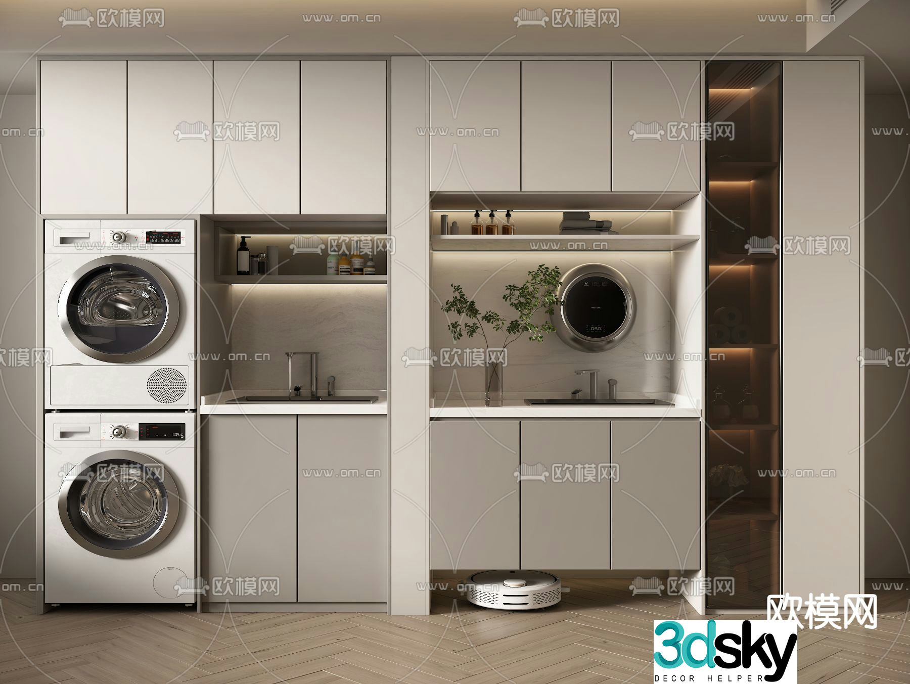 Modern balcony washing machine cabinet 3d model