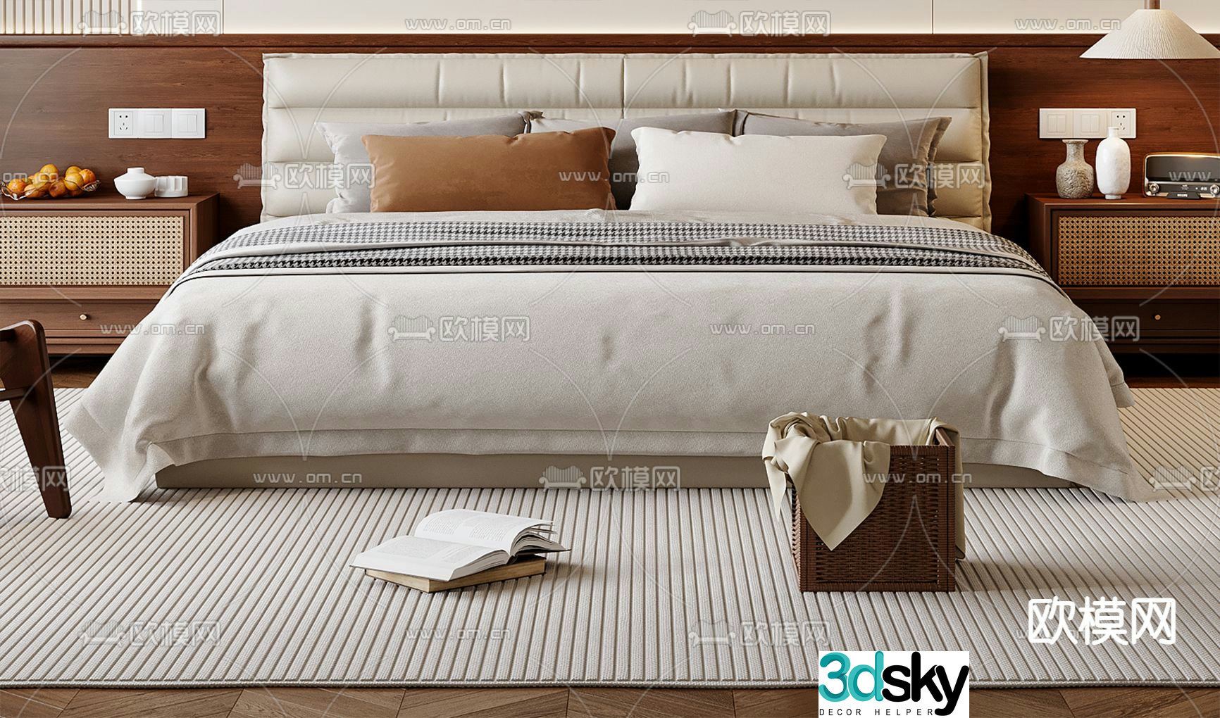 Medieval style double bed 3d model