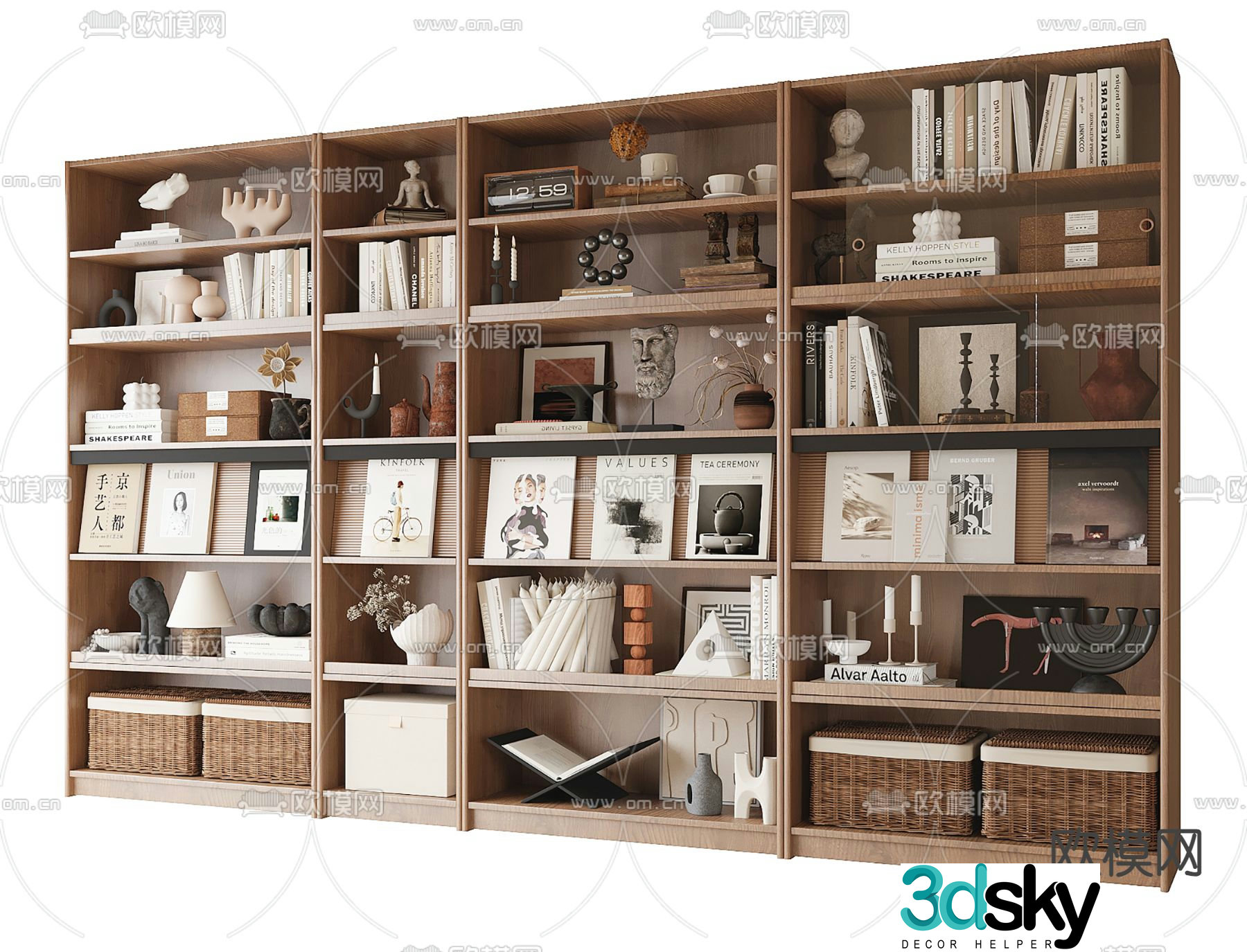 Modern bookcase bookshelf 3d model
