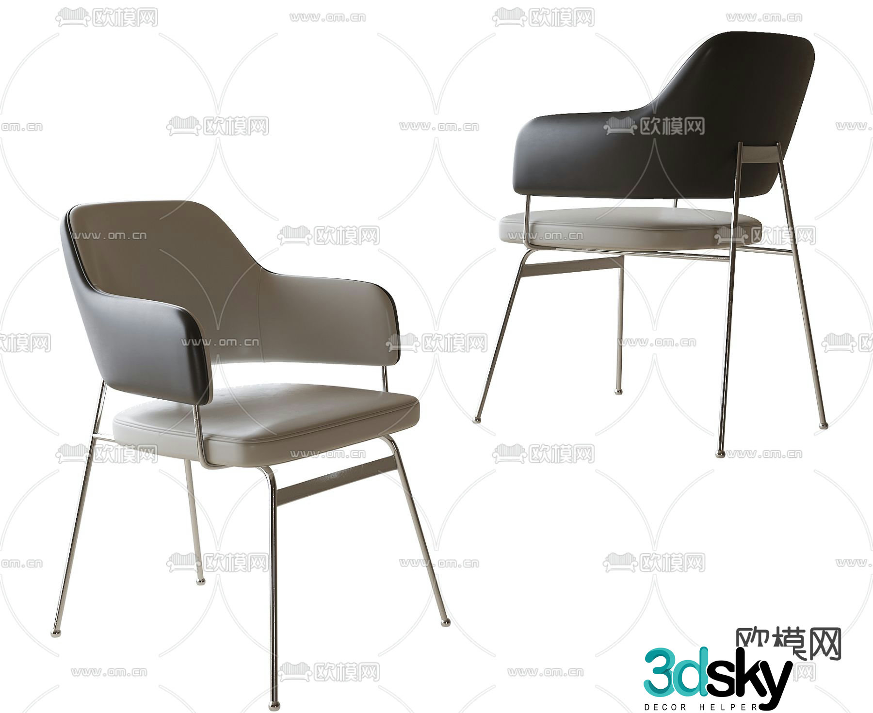 Modern dining chair single chair leisure chair 3d model