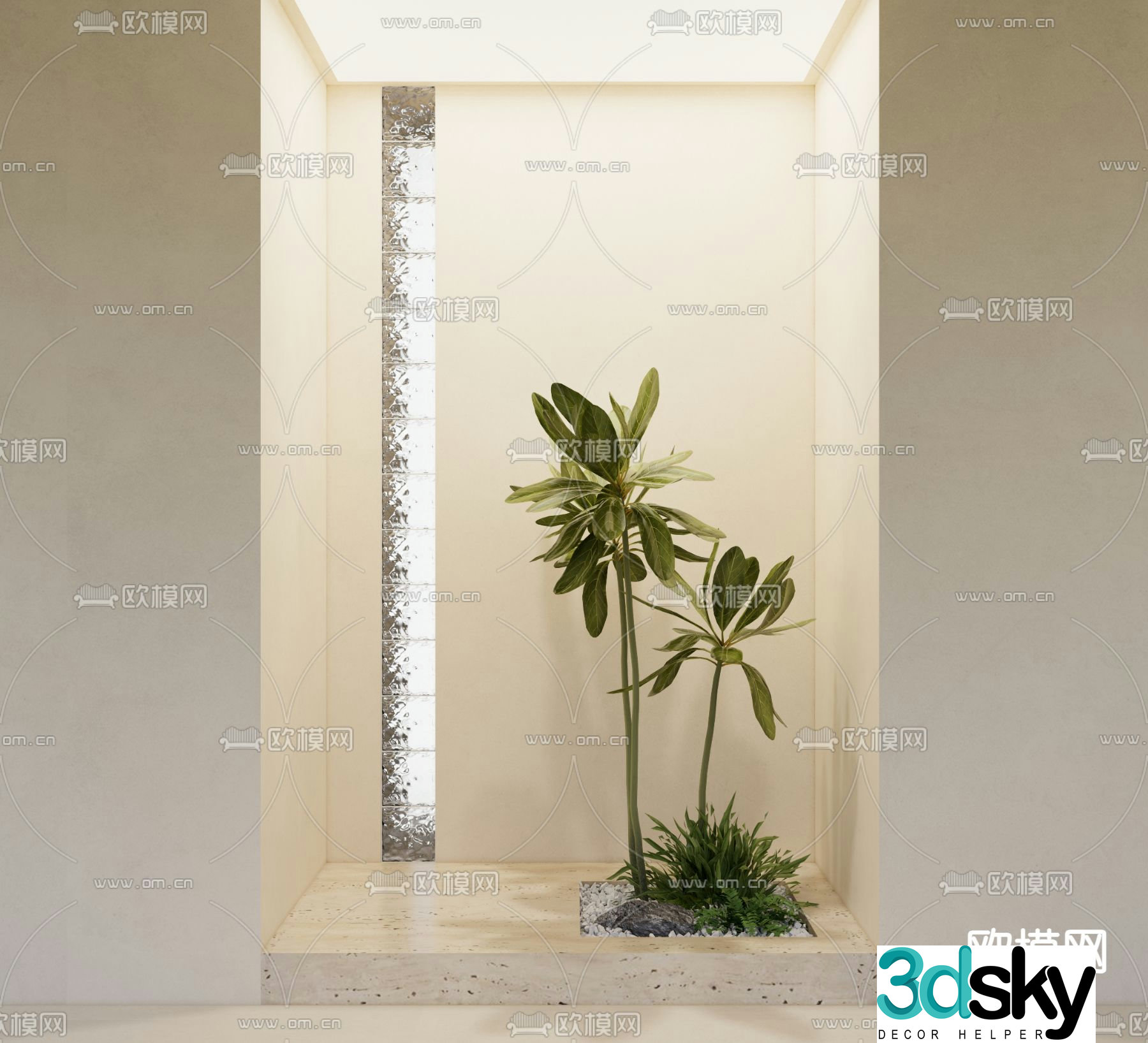 Modern green plant landscaping indoor landscape 3D model