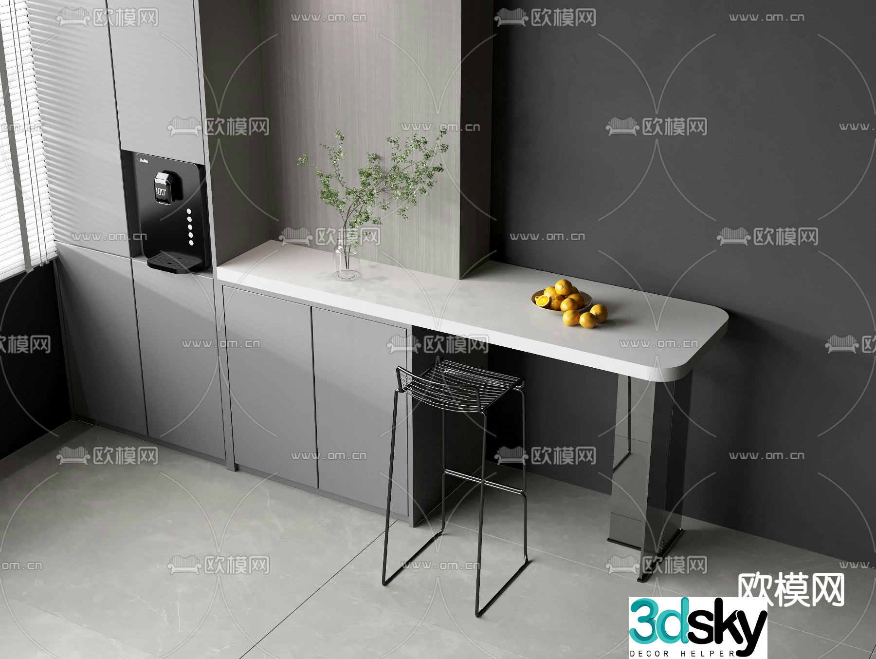 Wall-mounted bar bar chair 3D model