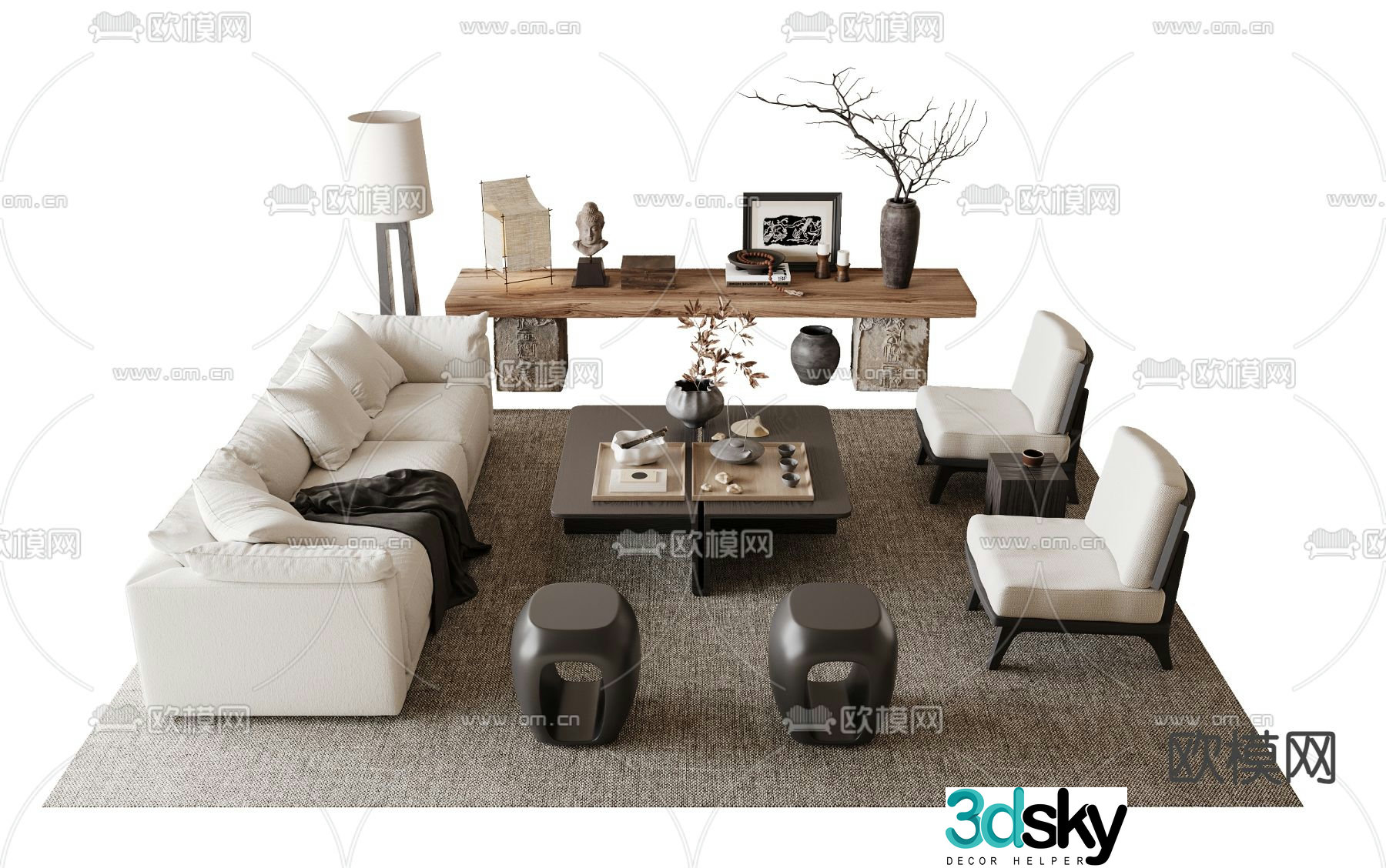 Medieval style modular sofa 3D model