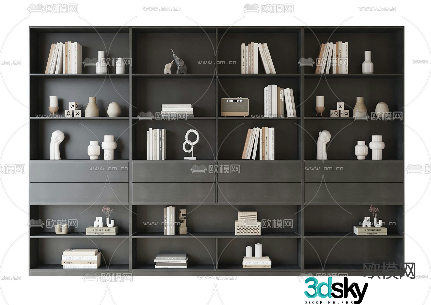 Modern bookcase decorative cabinet 3d model