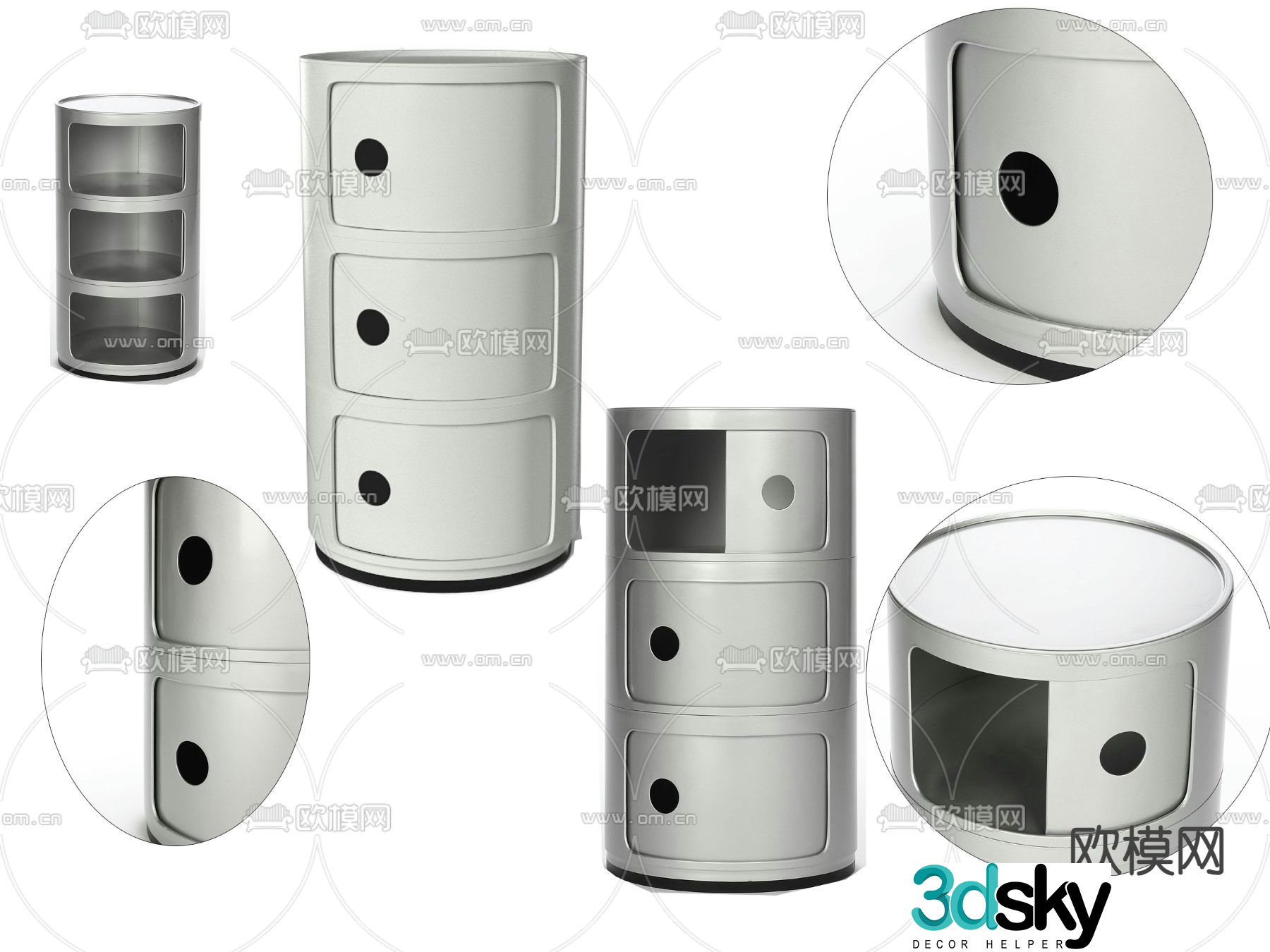 Modern round bedside table 3d model