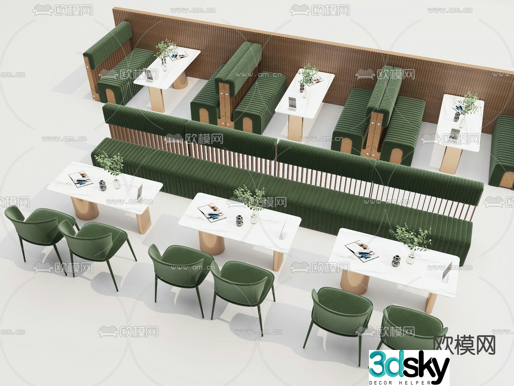 Card seat dining table and chairs restaurant card seat 3d model