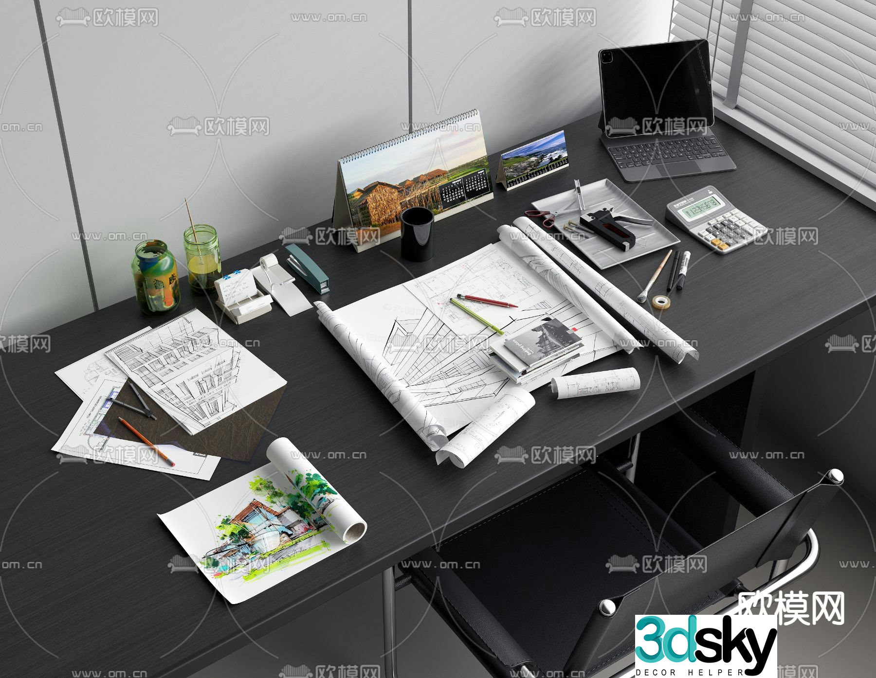 Office Supplies Desktop Decorations Computer 3D Model