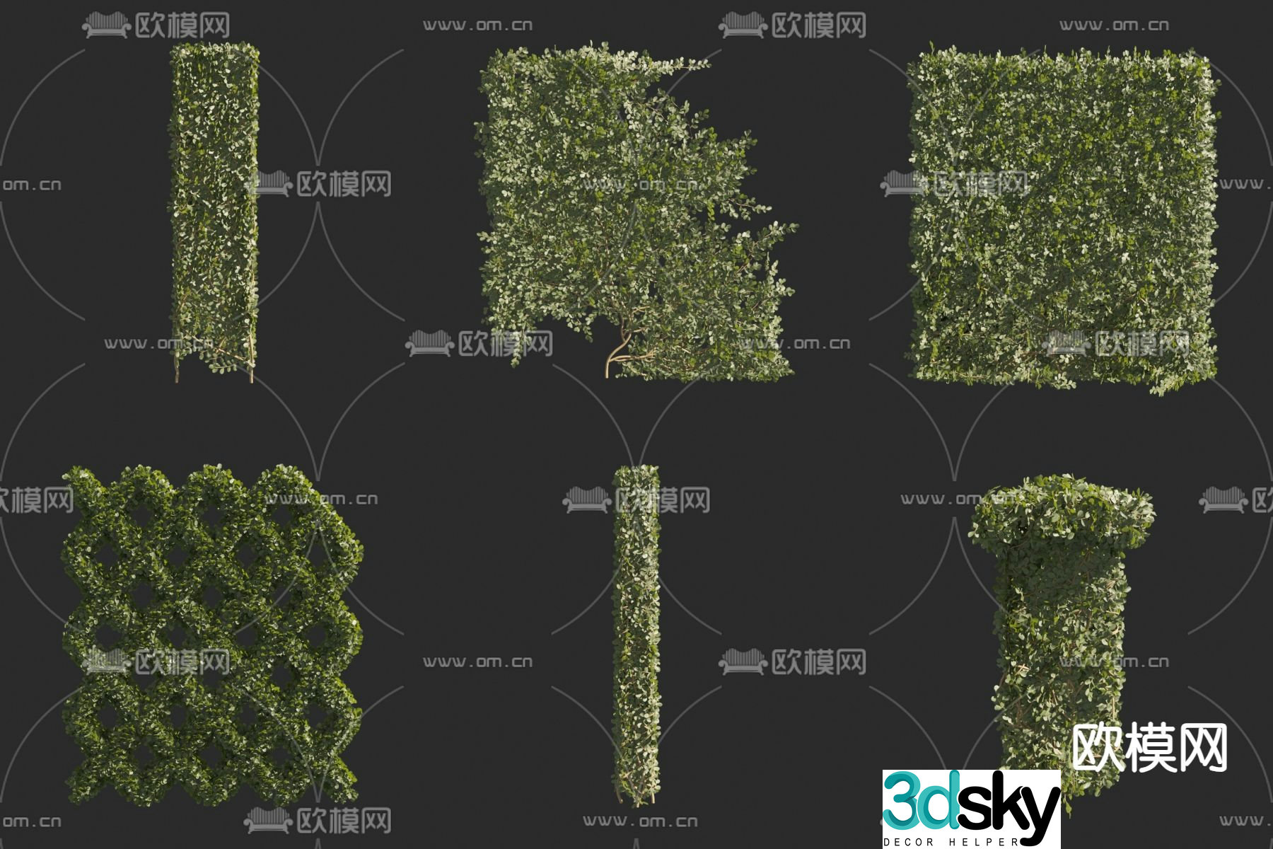 Vine stone wall lotus heart-piercing vine hedge 3D model