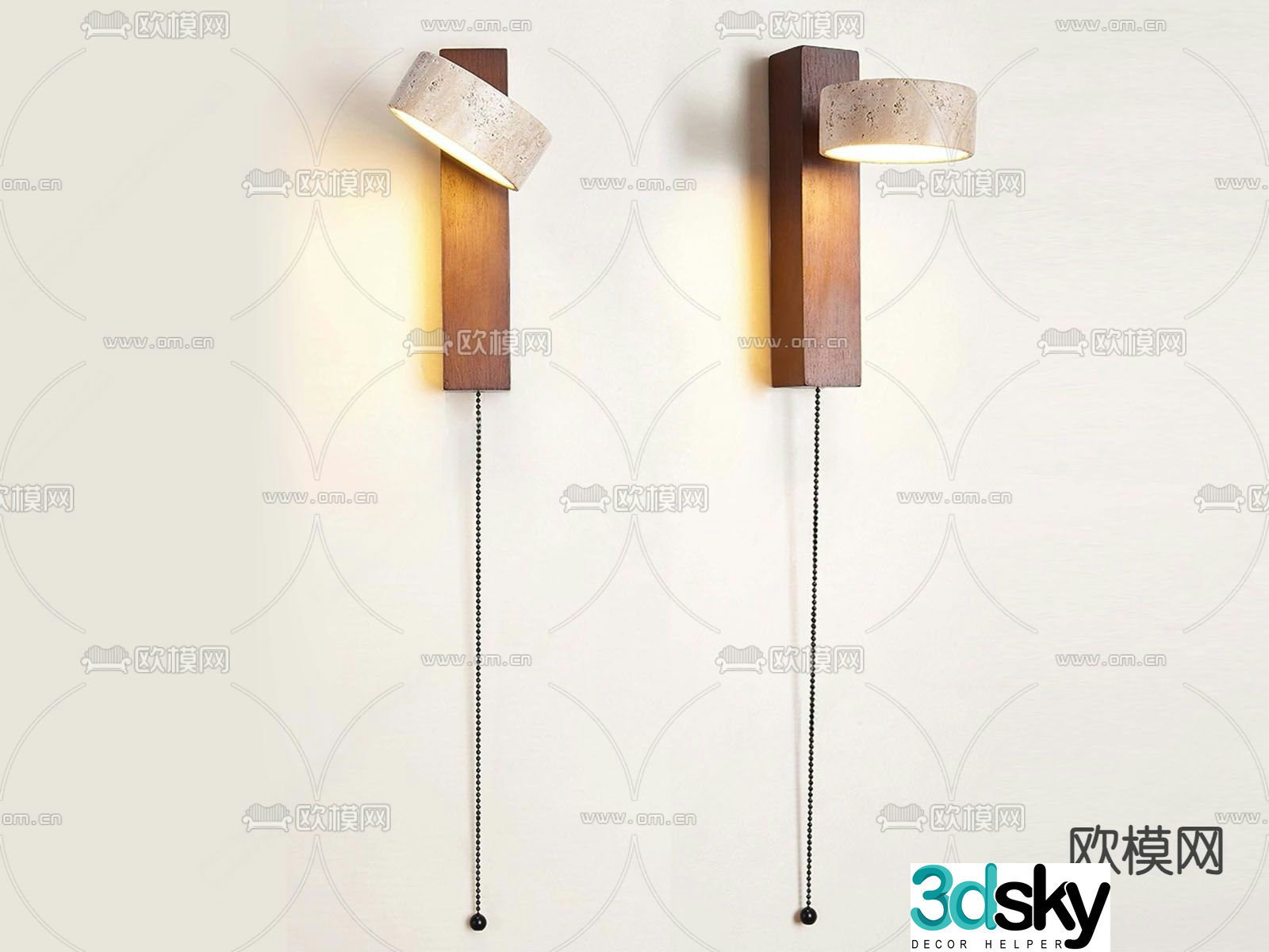 Modern travertine wall light 3d model