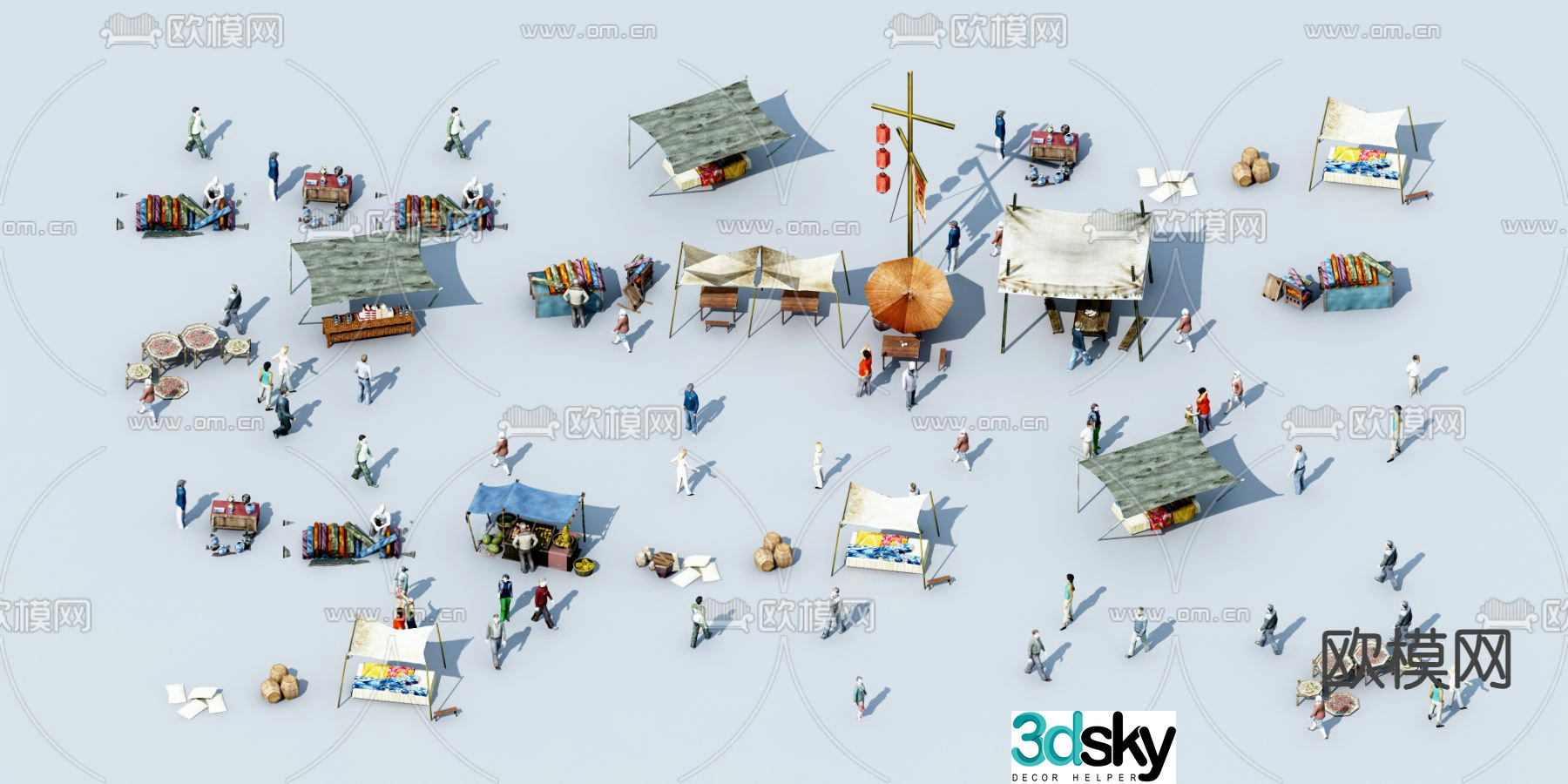 3D model of ancient Chinese stall sketches