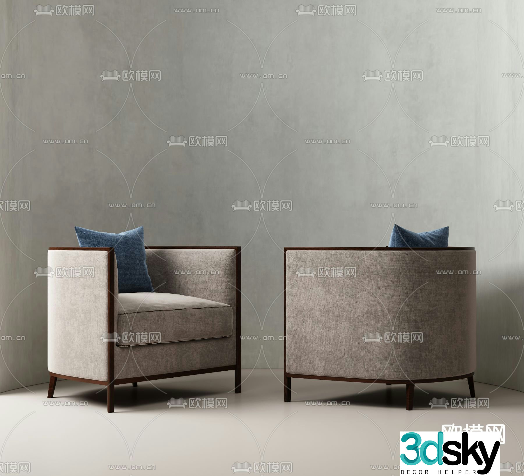 New Chinese style single sofa 3d model