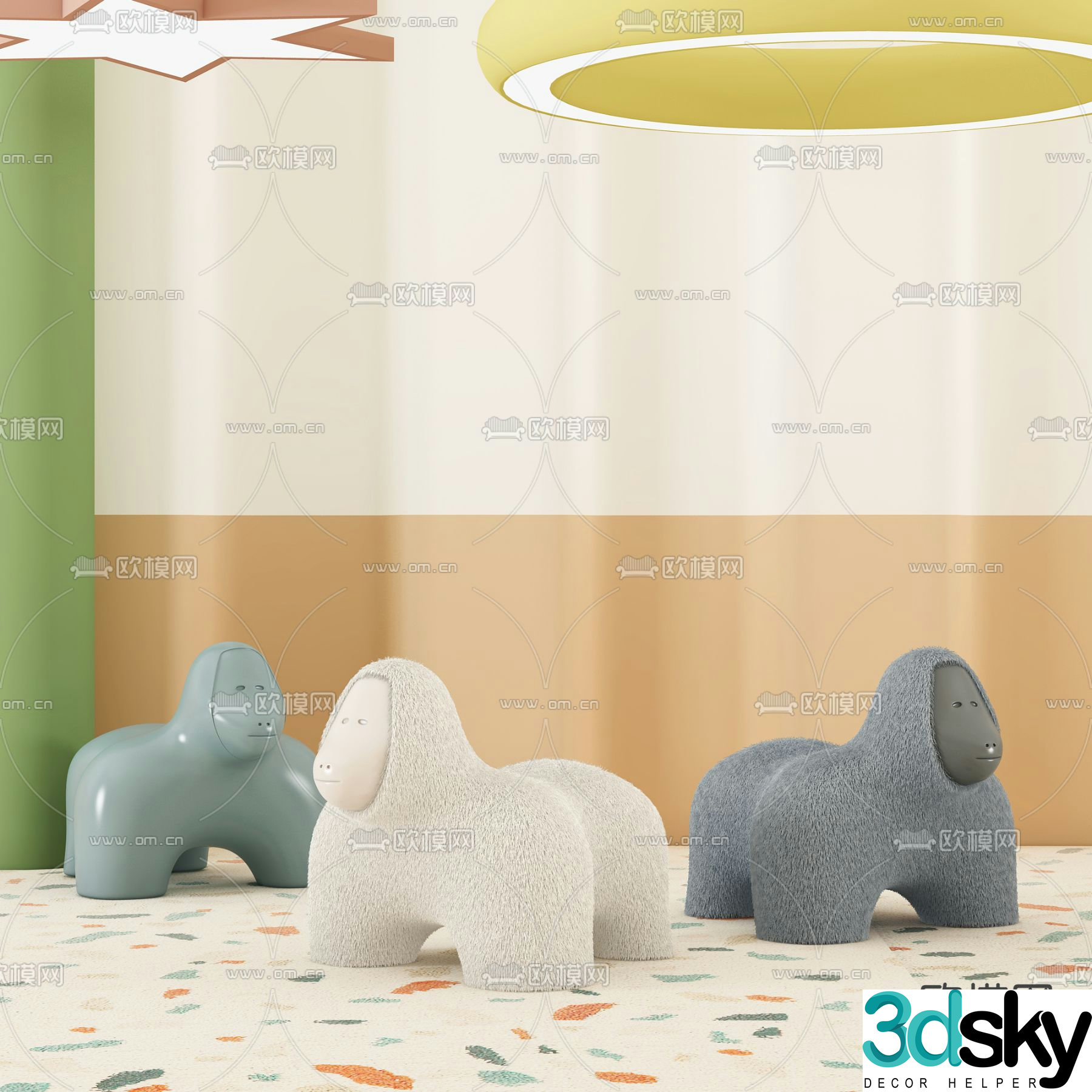 Children’s Sofa Sofa Stool Animal Stool 3D Model