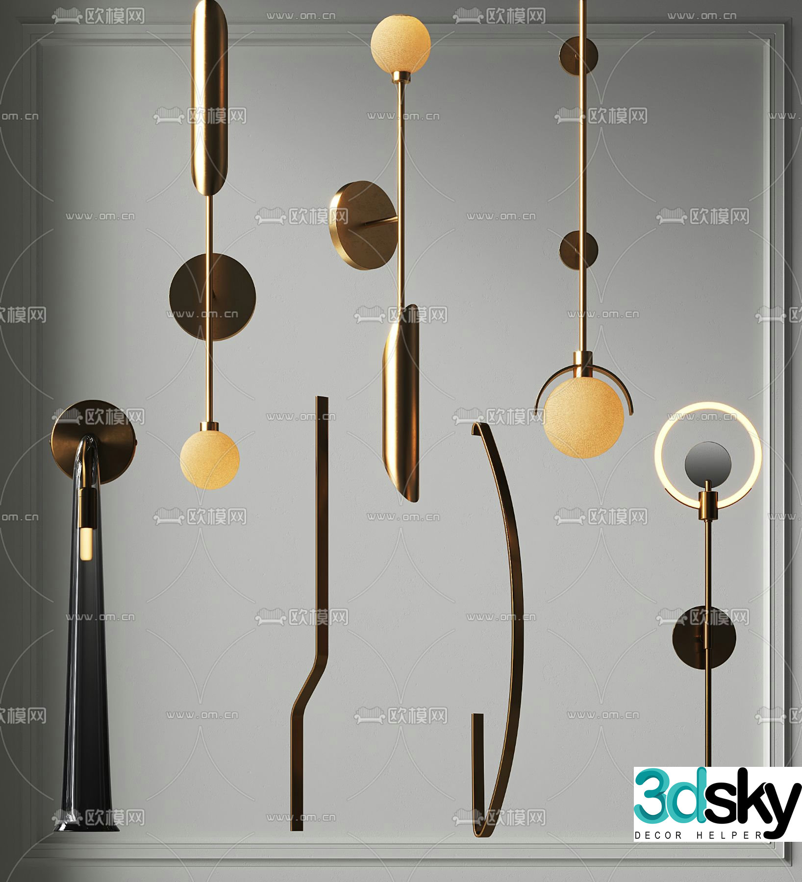 Middle-aged wall lamp Art chandelier 3d model