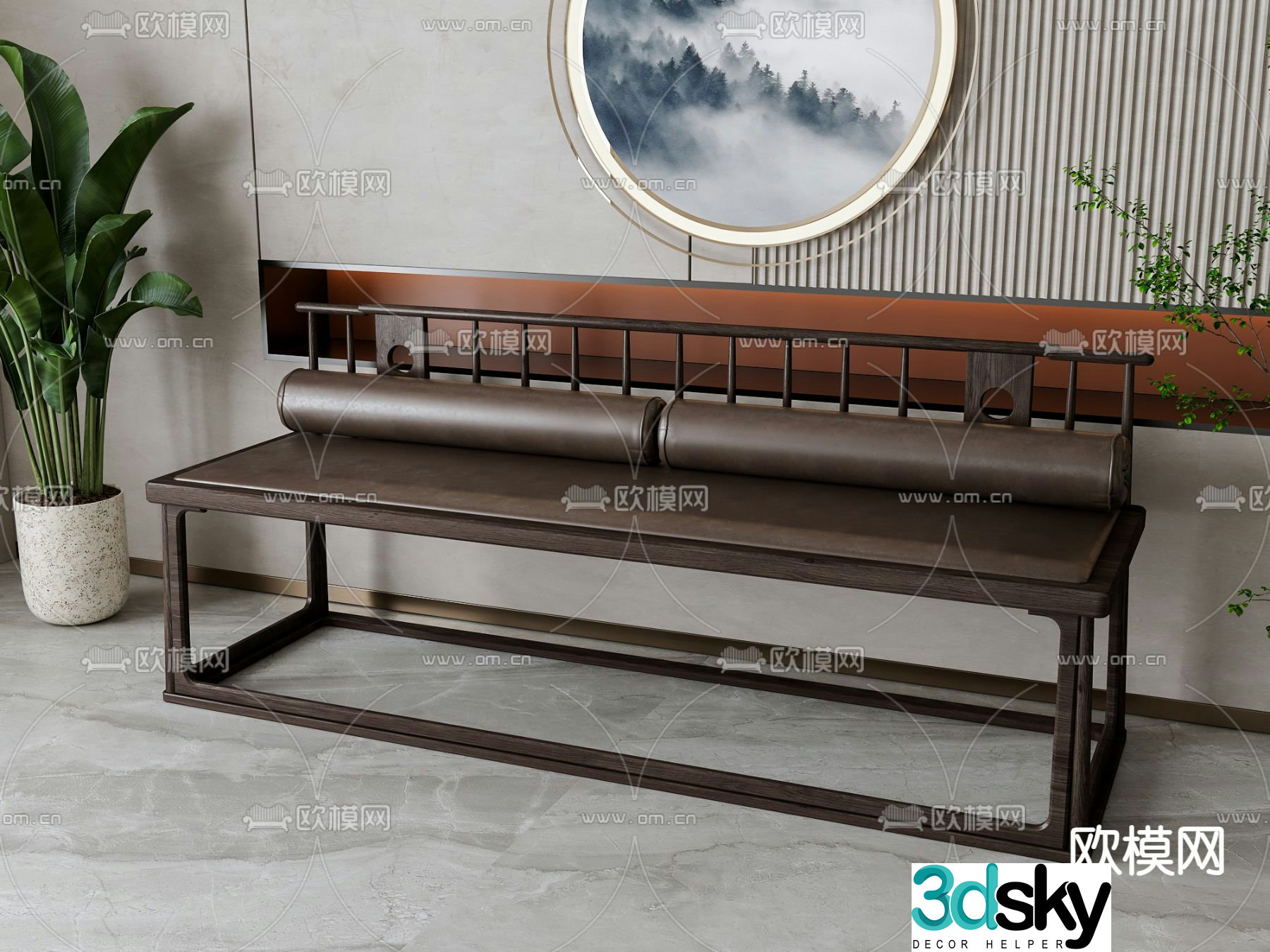 New Chinese style sofa Luohan bed 3d model