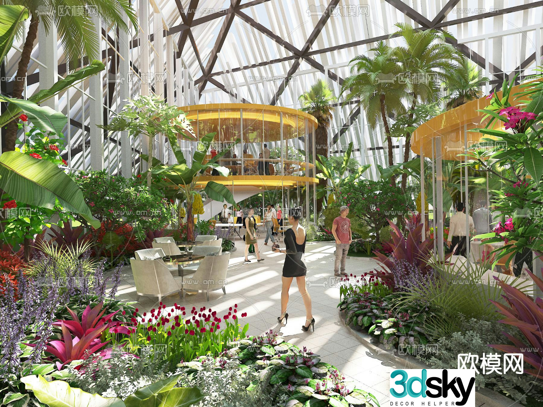 Modern botanical garden ecological pavilion 3D model