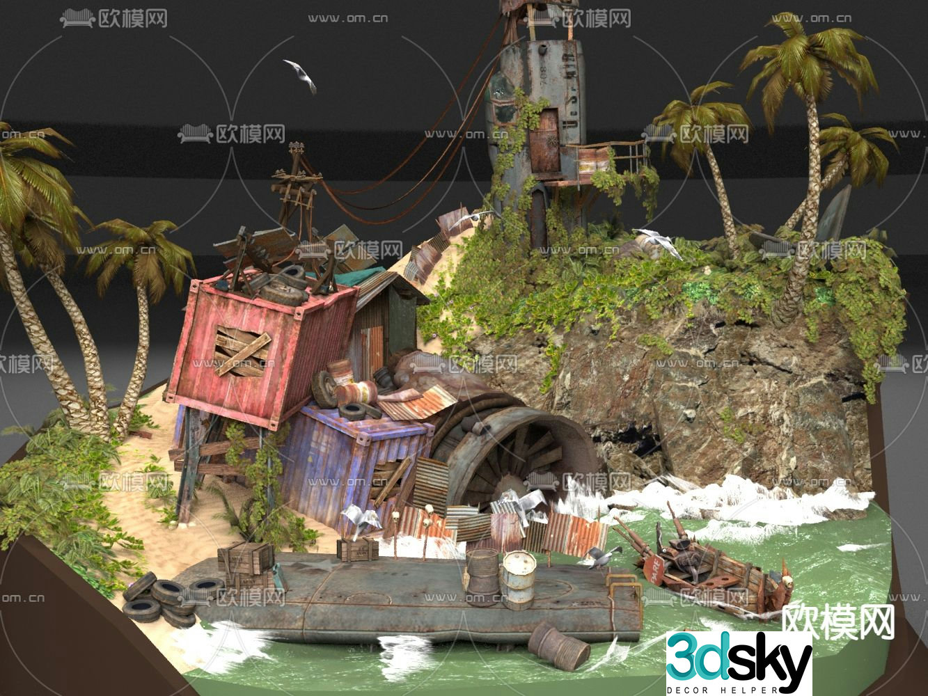3d model of seaside island
