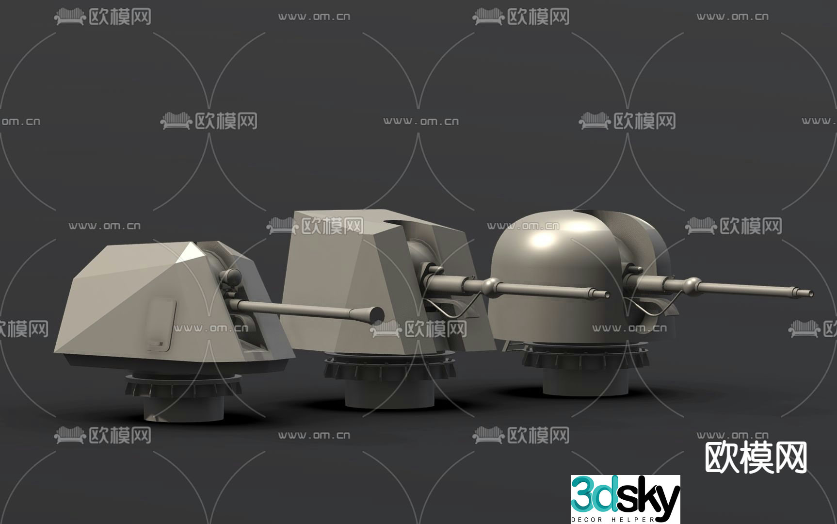 Naval gun, close-in defense gun, ship-based weapon 3D model