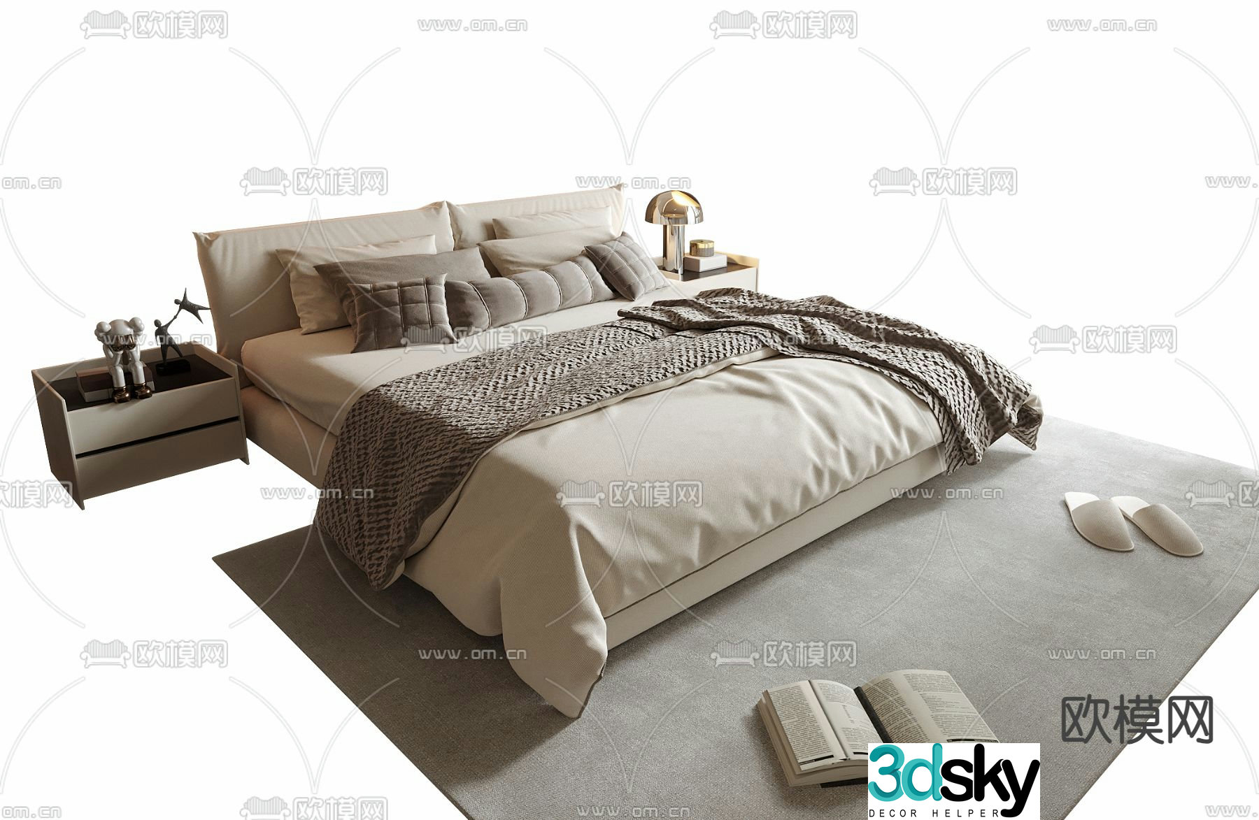 Modern double bed 3d model