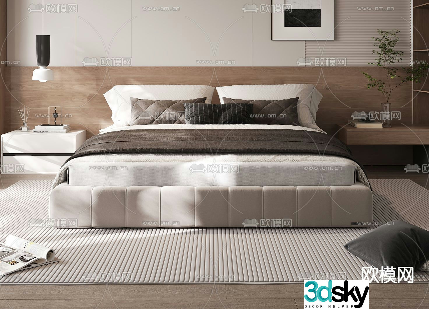 Modern double bed 3d model