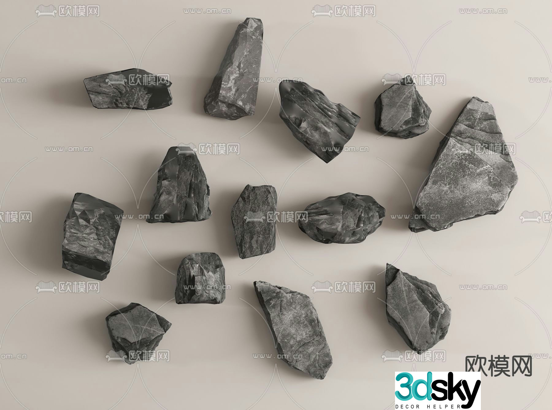 Landscape stones stones gravel 3d model