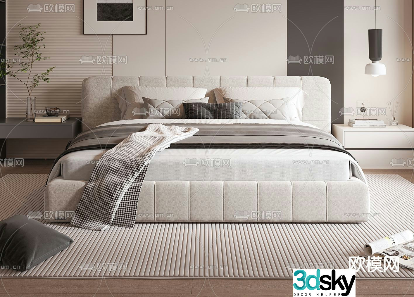 Modern double bed 3d model