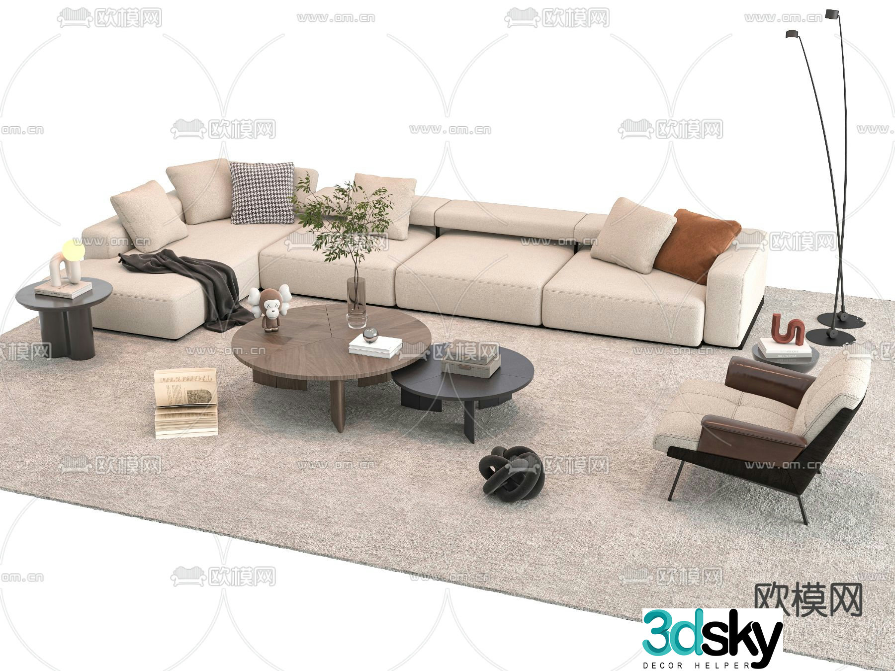 Corner sofa modular sofa 3d model