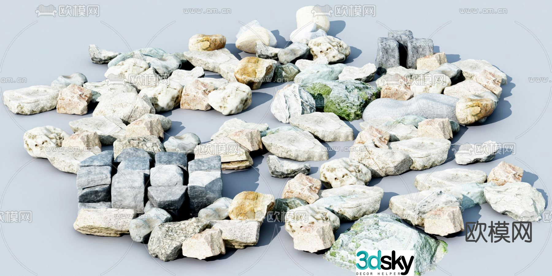 stone landscape stone gravel 3d model