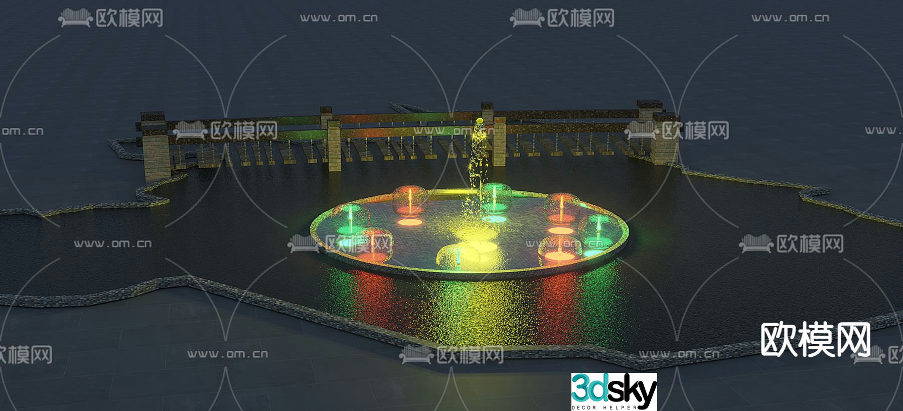 Modern fountain 3d model