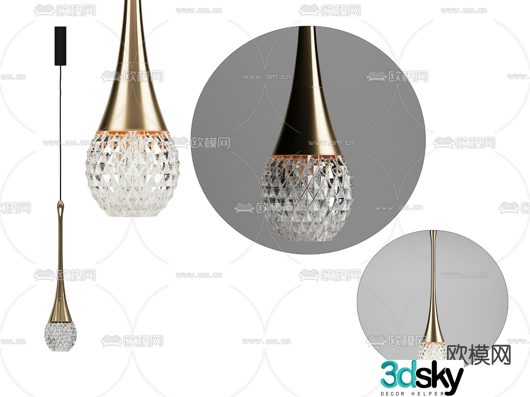 Light luxury chandeliers crystal lamp 3d model