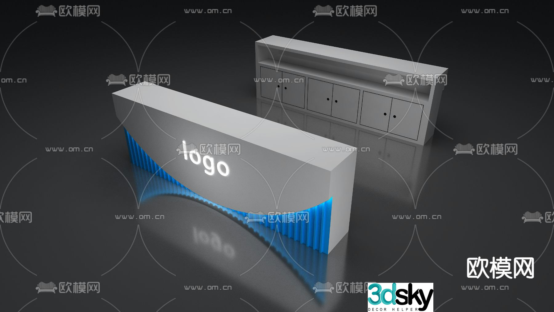 Front desk service desk reception desk 3d model